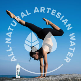 EVAMOR artesian water in glass demonstrates clean taste from a single protected source.