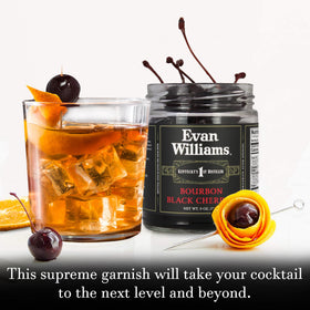 Evan Williams Bourbon Cherries garnish for classic cocktails and dessert toppings.