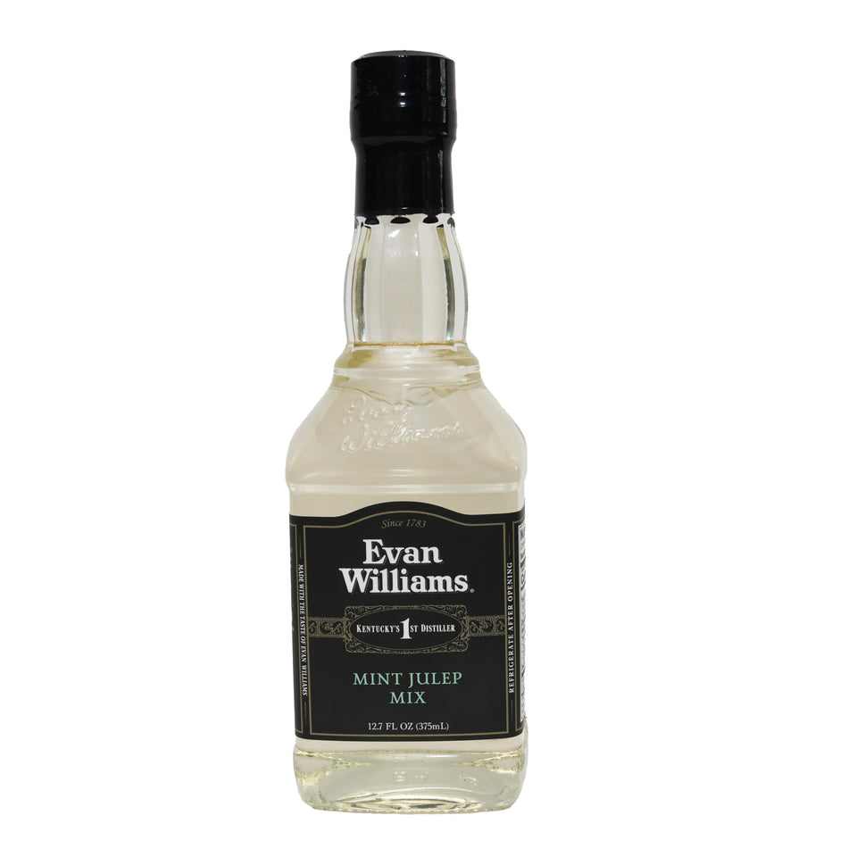 Evan Williams Mint Julep Mix bottle with natural spearmint flavor for easy mint juleps.
