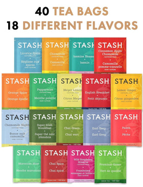 Eva's Gift Universe 40 tea bags neatly organized for daily variety.