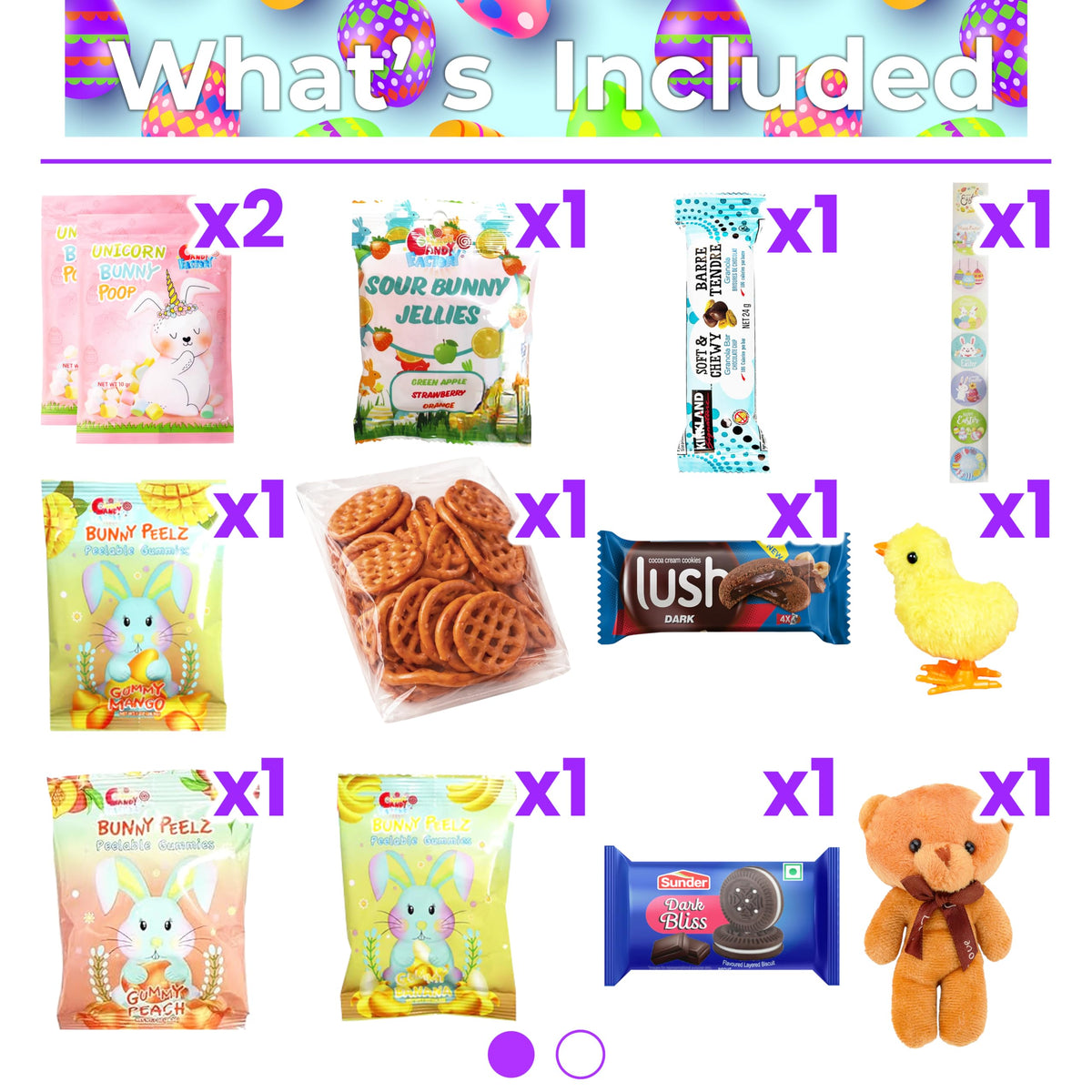 Eva's Gift Universe cookie-selection display highlights delicious treats for Easter snacking.