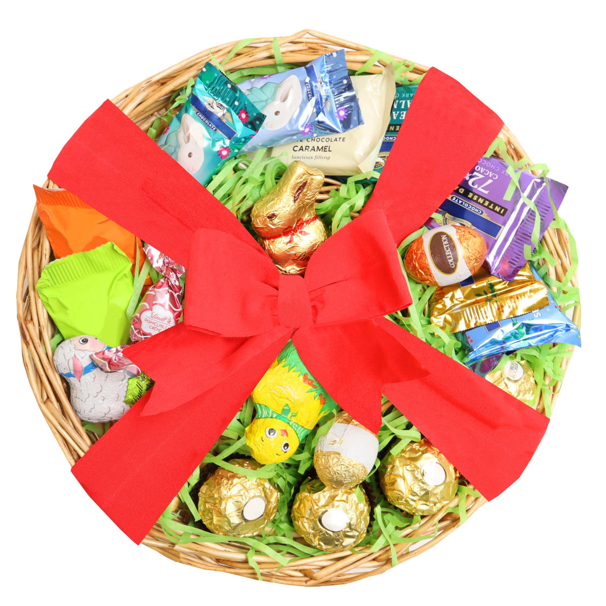 Eva's Gift Universe Easter basket with bunnies and chocolates for joyful sharing.