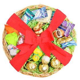 Eva's Gift Universe Easter basket with bunnies and chocolates for joyful sharing.