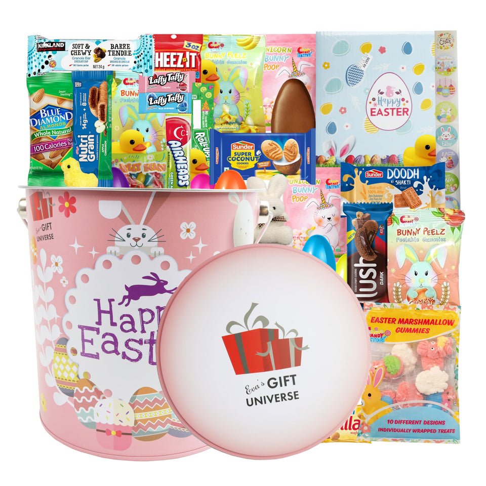 Eva's Gift Universe Easter snack tin front view for gifting