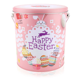 Easter snack tin on shelf ready for gifting