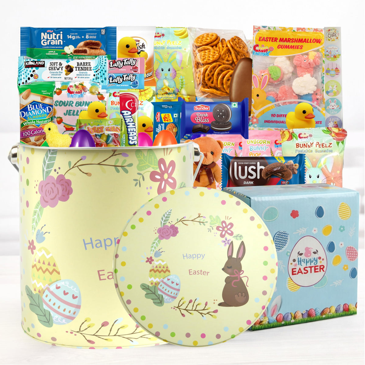 Eva's Gift Universe Easter-theme-tin embellishments add festive charm.
