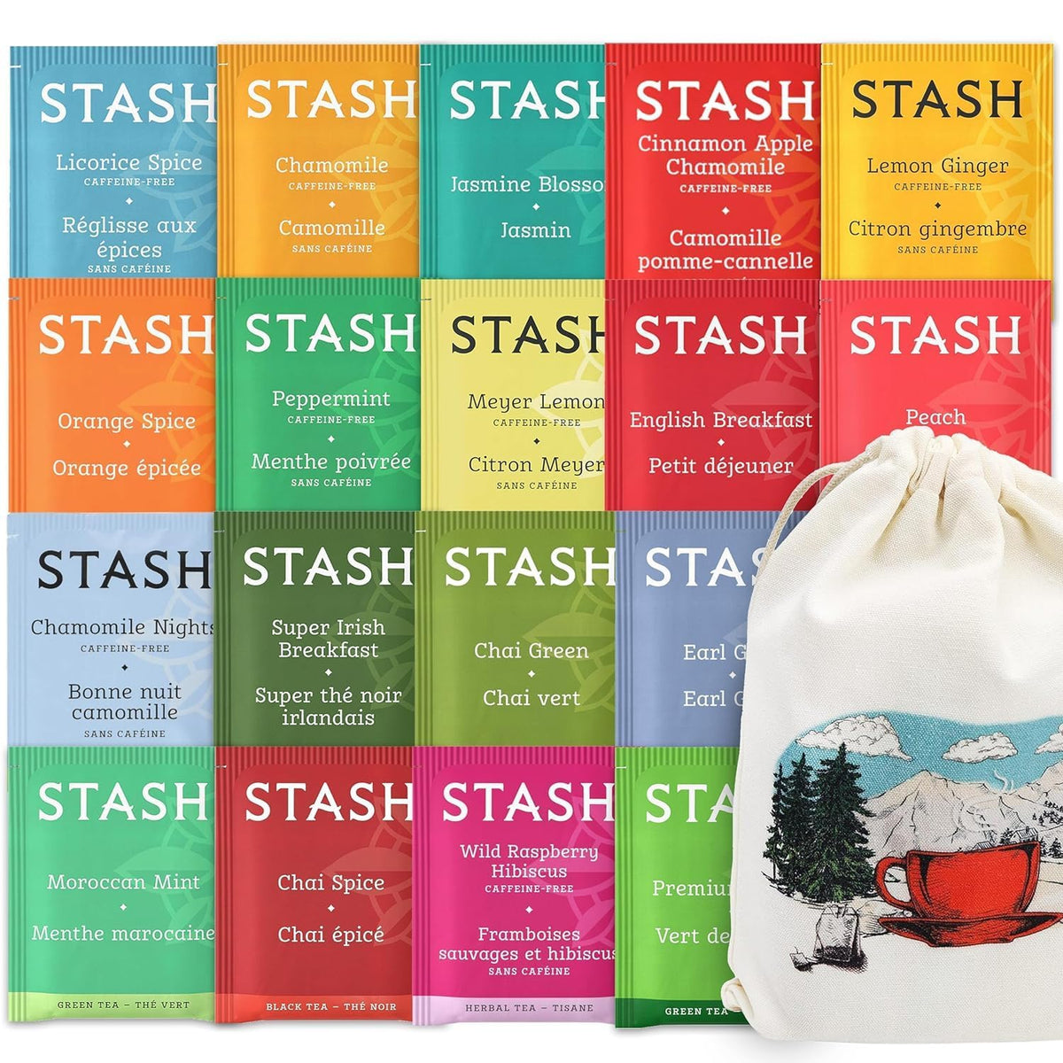 Eva's Gift Universe stash tea sampler box with 18 flavors for discovery.