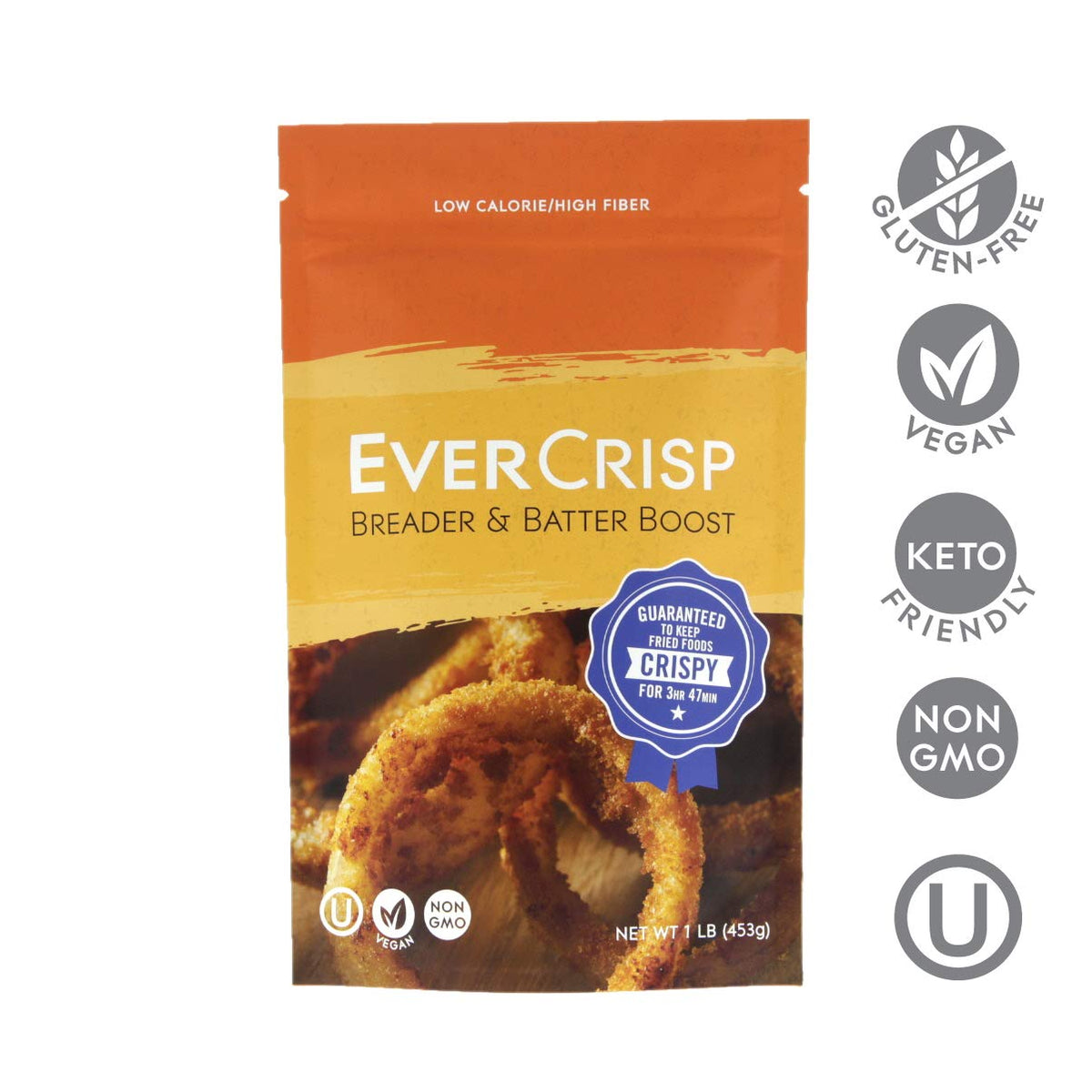 EverCrisp scoop beside bottle illustrating precise 20% flour substitution.