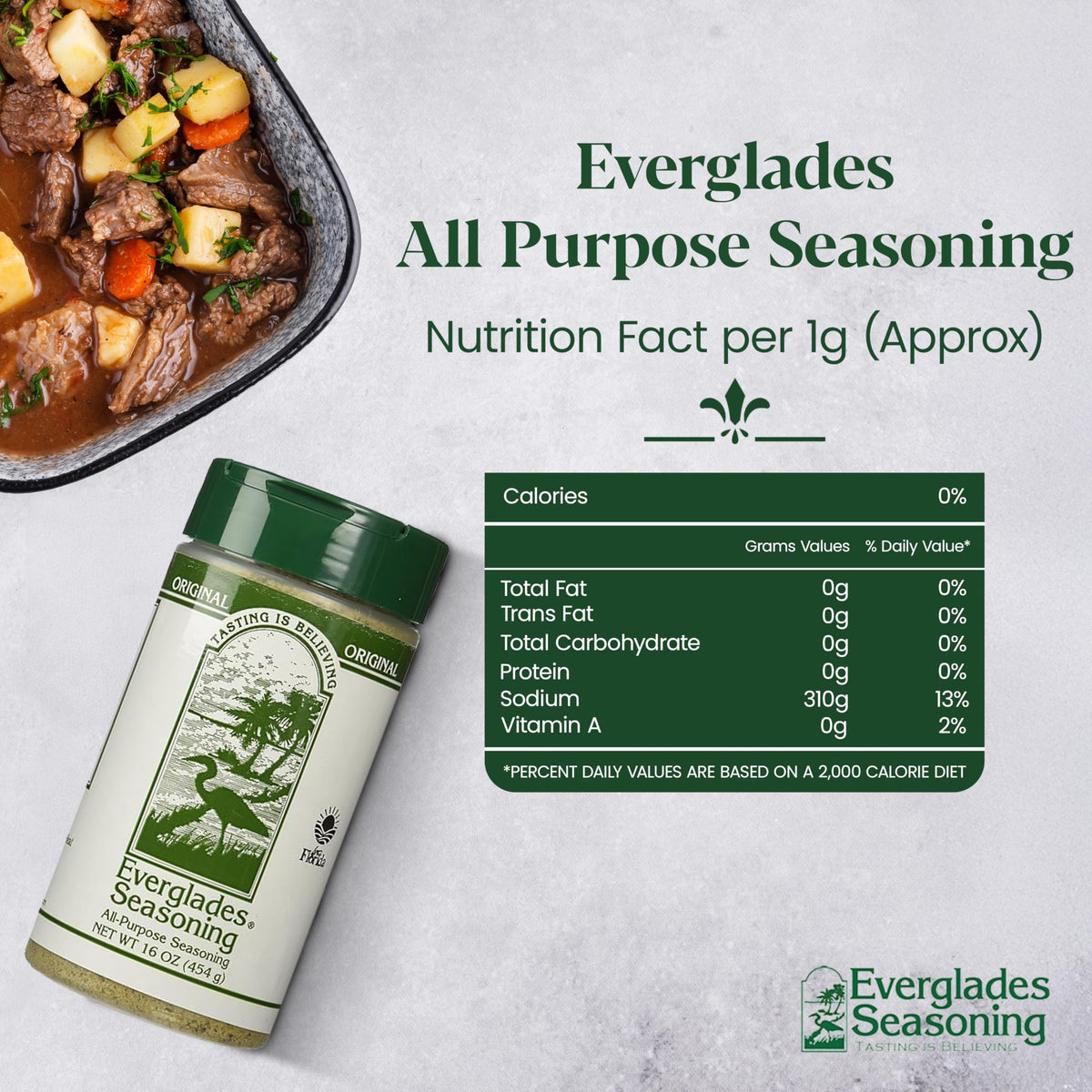 Everglades All Purpose Seasoning on vegetables for balanced taste.