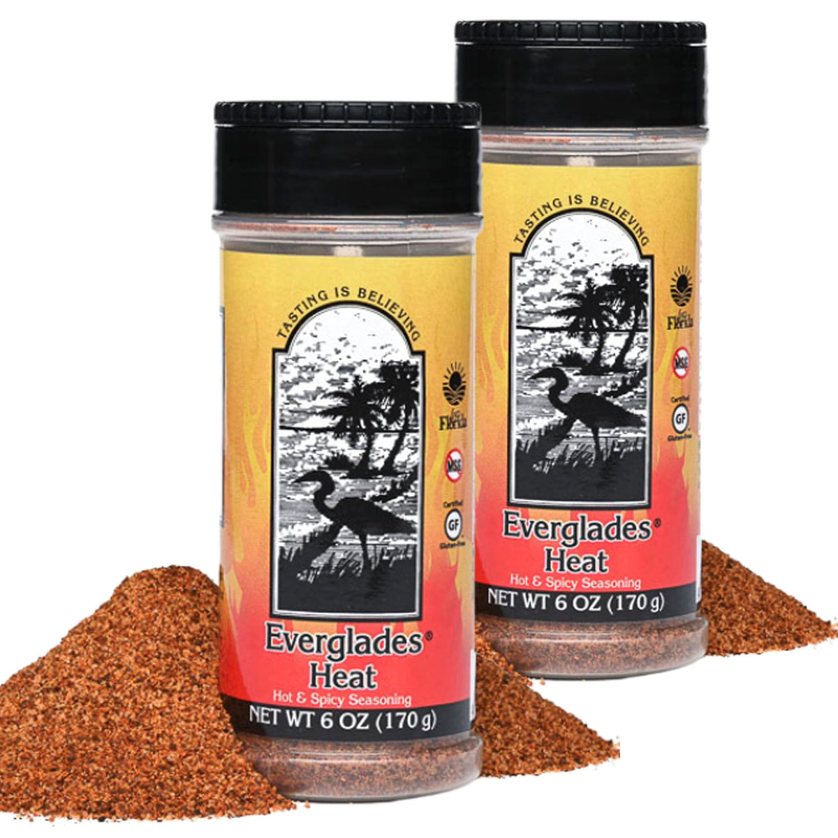 Everglades Heat Seasoning bottle front showing bold southern heat for wings and fries