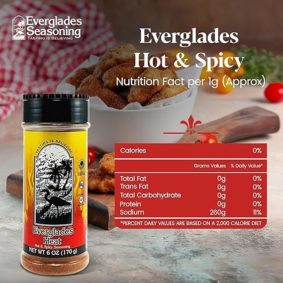 Everglades Heat Seasoning bottle pour demonstrates easy shake application for quick flavor