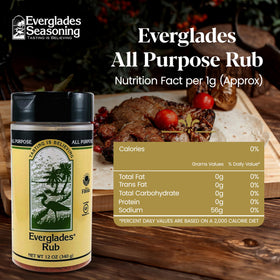 Everglades Rub Seasoning on pork chop adds bold, balanced sweetness and heat.