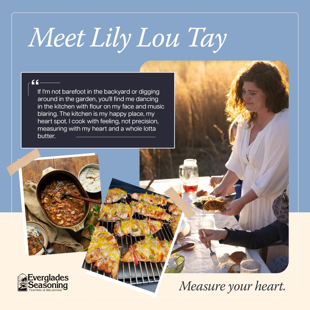 Everglades Lily Lou Tay’s Southern Magic Seasoning shaker closeup for rustic grilling use.
