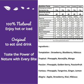 Everglobe Alibú fruit infusions ingredients highlighting natural flavors without additives.