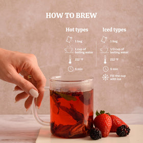 Everglobe Alibú hot and iced tea setup showing versatile at-home brewing options.