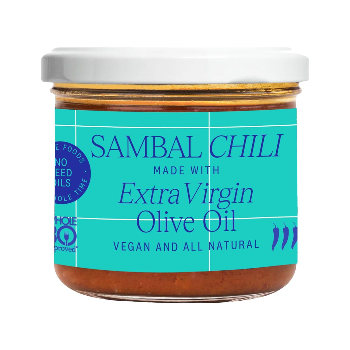 Everiday Sambal Oelek jar closeup for dipping and cooking with bold heat.