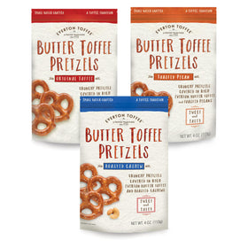 Everton Toffee Butter Toffee Pretzels Original in a resealable bag, ideal for on-the-go snacking.
