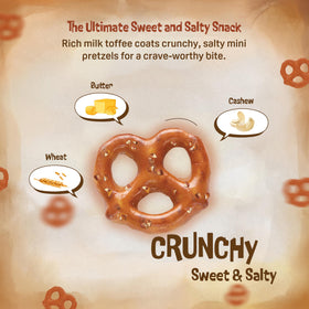 Everton Toffee Butter Toffee Pretzels Roasted Cashew with nuts and toffee crunch, snack ready.