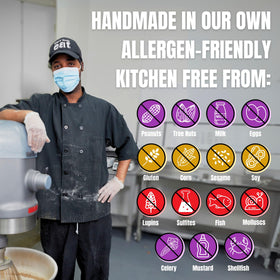 Every Body Eat Allergy-friendly facility, production without dairy, soy, nuts or corn.