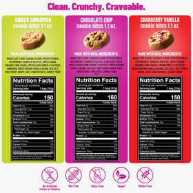 Every Body Eat Crunchy Cookie Bites assorted flavors gluten-free, snackable treats for lunchboxes.