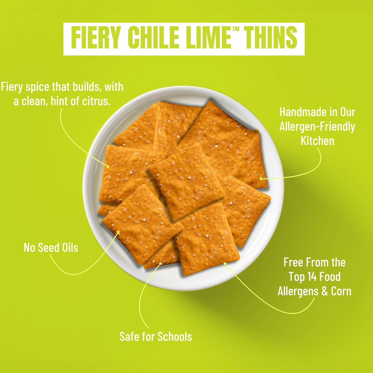 Every Body Eat Fiery Chile Lime crackers ingredients highlight gluten free and vegan friendly.