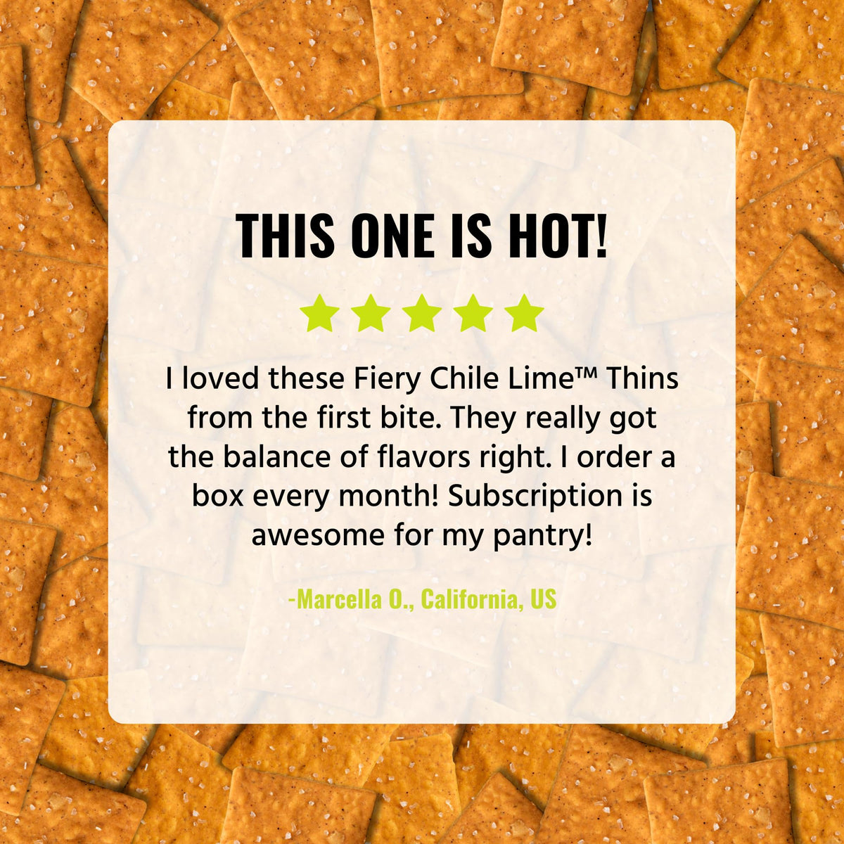 Every Body Eat Fiery Chile Lime crackers packed in two bags for sharing.