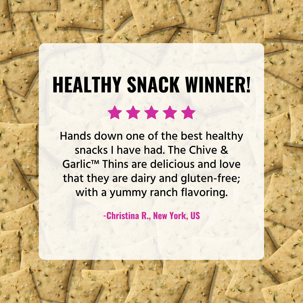 Every Body Eat crackers with hummus highlighting versatile dipping options.