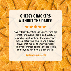 Every Body Eat Snack Thins Cheese-Less on grocery shelf, a top gluten-free pantry choice