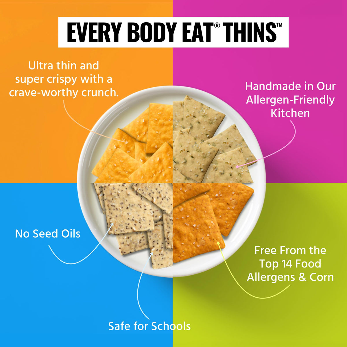 Every Body Eat assorted flavors close-up showcasing bold gluten-free choices.