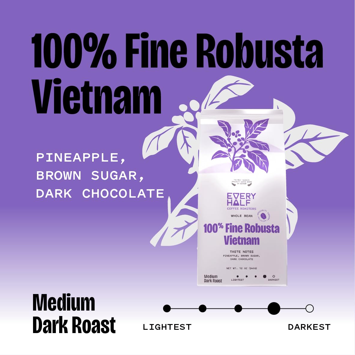 Every Half Coffee Roasters Medium-Dark Roast aroma enhances espresso and moka pot brewing.