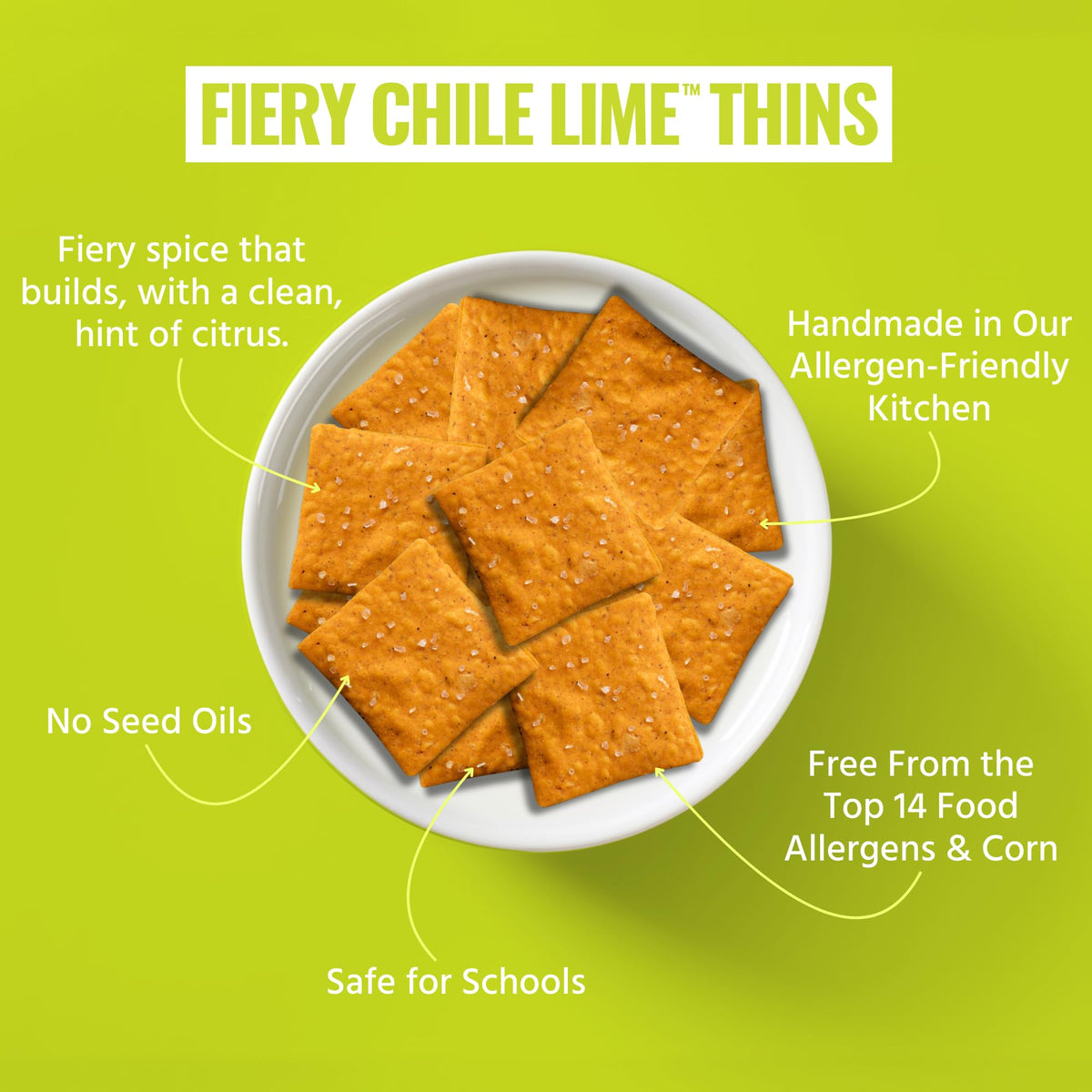Every Body Eat Nut-Free Seed-Oil-Free Cracker Thin served alongside dips for party snacks.