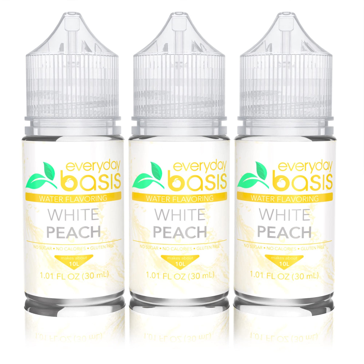 Everyday Basis Water Flavoring White Peach bottle for on-the-go zero-calorie hydration.