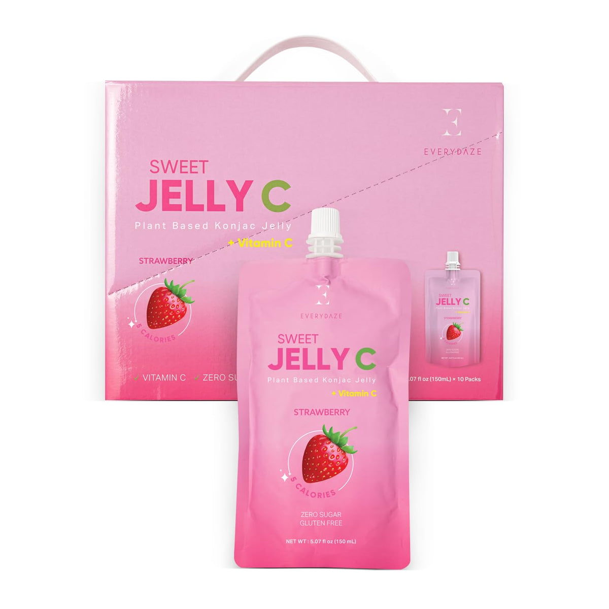 Everydaze Sweet Jelly C Konjac Jelly strawberry pouch, a vegan gluten-free snack.