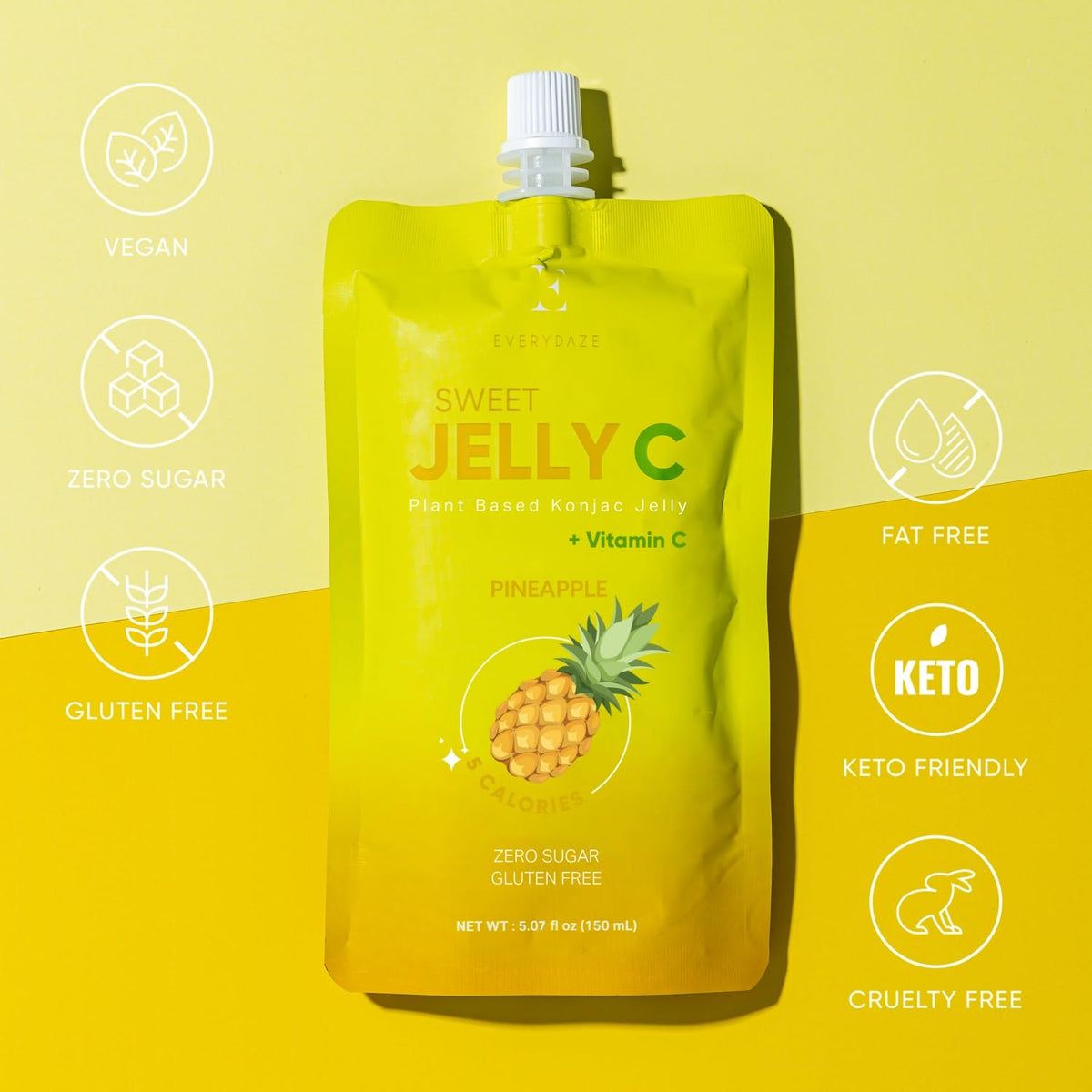 Everydaze Sweet Jelly C pineapple pack side, compact 10-pack box for travel.