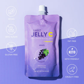 EVERYDAZE Sweet Jelly C texture close-up, chewy konjac in vibrant grape.