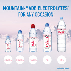 Evian 12-pack packaging, ready for family hydration and on-the-go use.