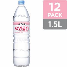 Evian bottle on a gym bag ready for post-workout hydration