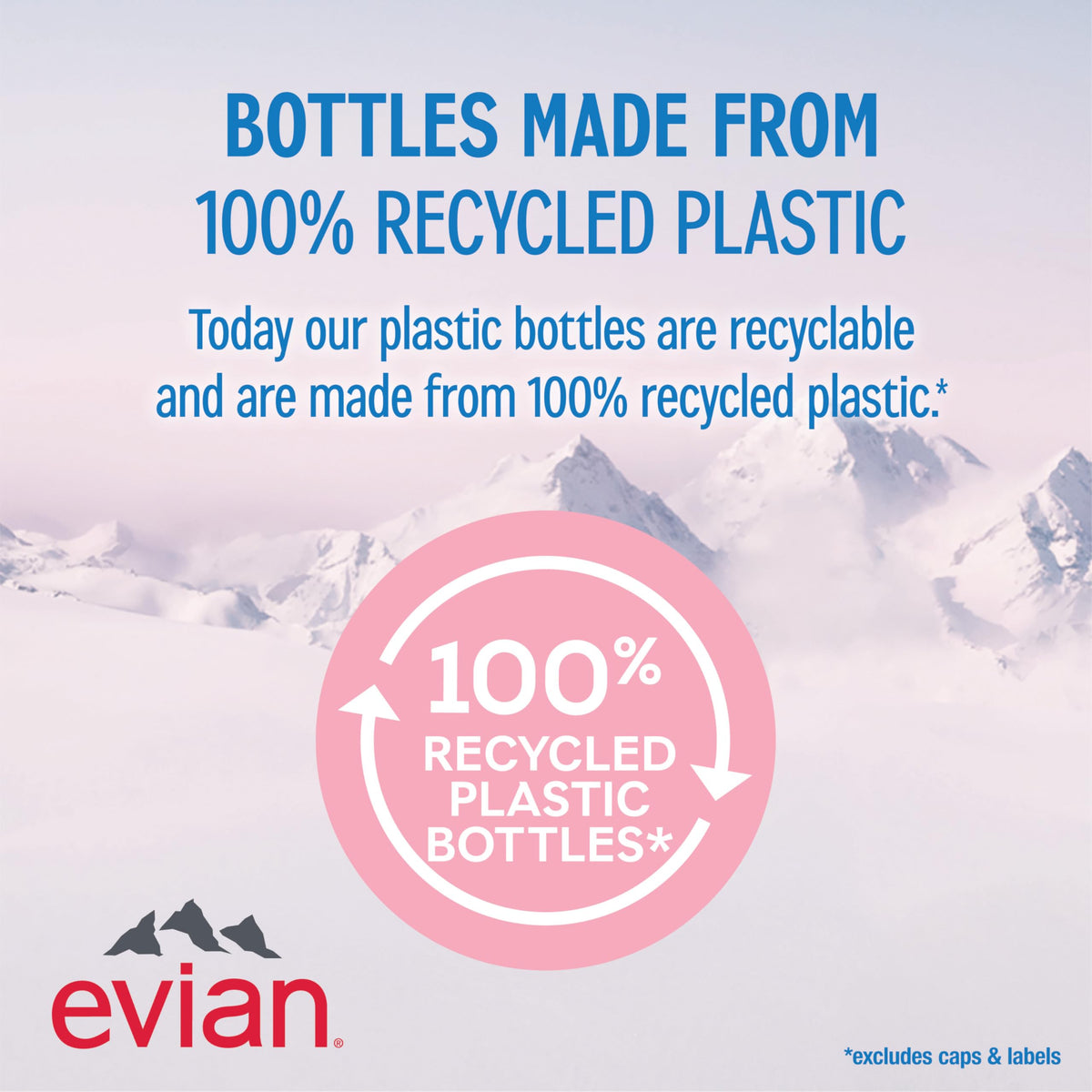 Evian bottle side profile emphasizing mineral balance