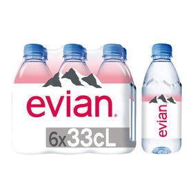 evian mini 11oz bottles in a pack, ideal for on-the-go hydration.