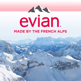 Evian on-the-go refreshment, perfect for a quick sip during activities.