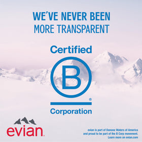 evian travel-friendly bottle emphasizes easy refills while traveling.