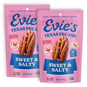 Evie's Sweet and Salty Pecans bag showcasing gluten-free snack option