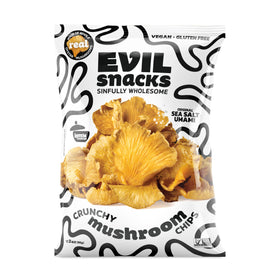 EVIL SNACKS Crunchy Mushroom Chips Original pack, vegan and gluten-free on-the-go snack