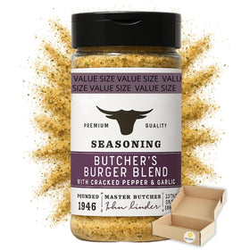 EvoForceX Burger Blend jar close-up highlighting bold spices for burgers.