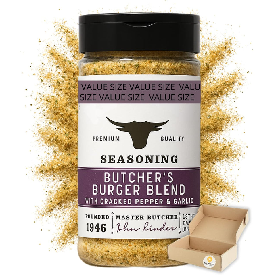 EvoForceX Burger Blend jar close-up highlighting bold spices for burgers.