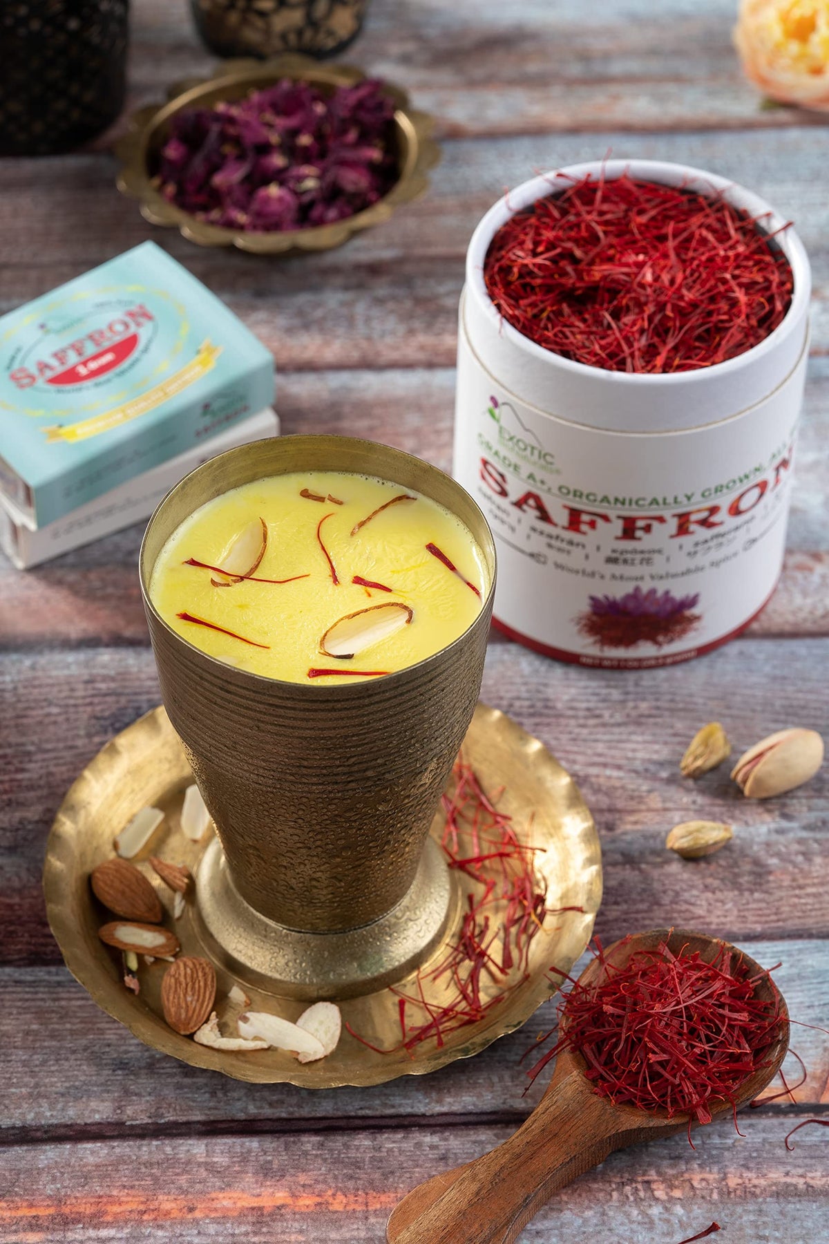 EXOTIC BioNaturals saffron with bomba rice creates golden Mediterranean flavor.
