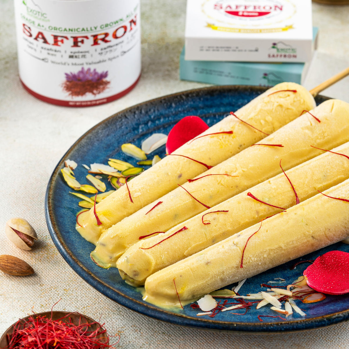 Golden milk prepared with EXOTIC BioNaturals saffron for a soothing glow.