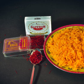 A cup of EXOTIC BioNaturals saffron tea brew with warm tones.