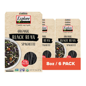 Explore Cuisine Black Bean Spaghetti pack with 6-8 oz portions for easy, plant-based meals.