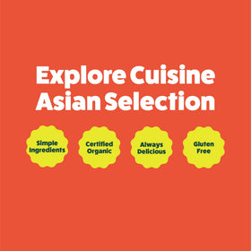Explore Cuisine brown rice noodles closeup highlighting natural, single-ingredient goodness.